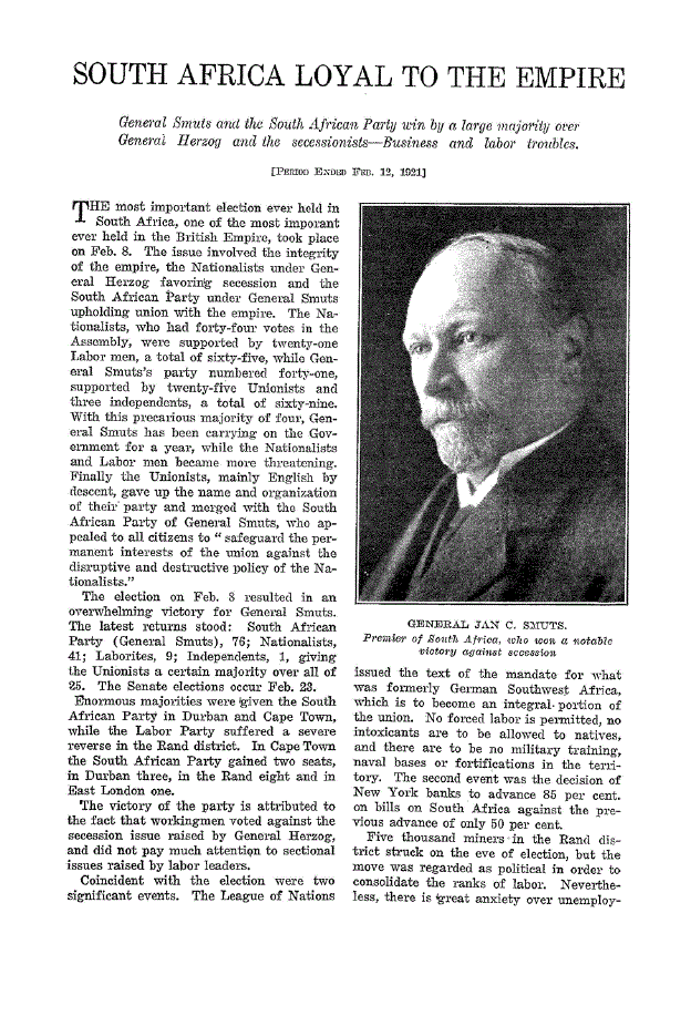 First page of South Africa Loyal to the Empire