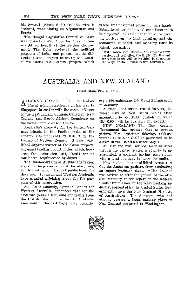 First page of Australia and New Zealand