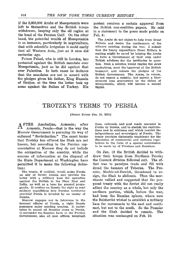 First page of Trotzky’s Terms to Persia