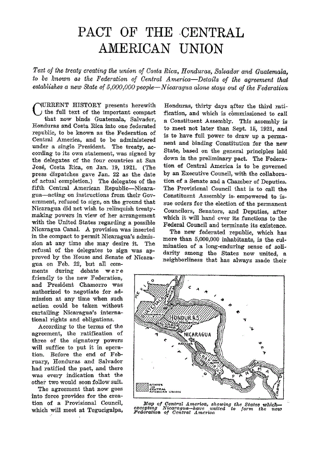 First page of Pact of the Central American Union