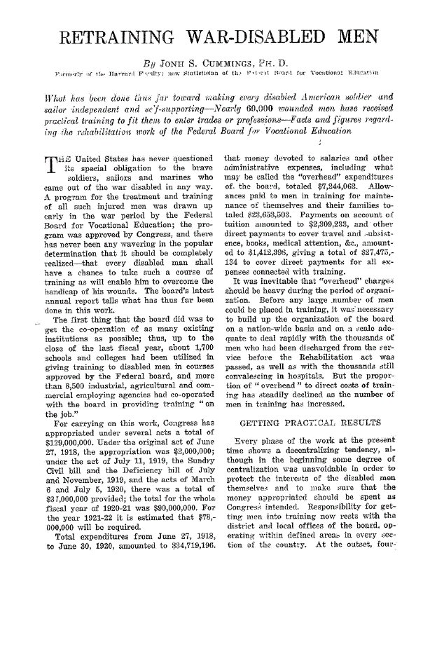 First page of Retraining War-Disabled Men