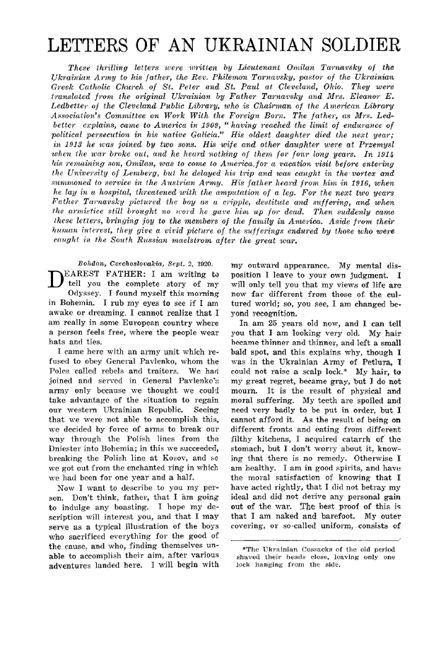 First page of Letters of an Ukrainian Soldier