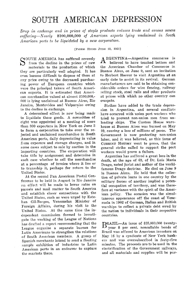 First page of South American Depression