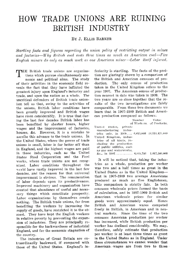 First page of How Trade Unions are Ruining British Industry