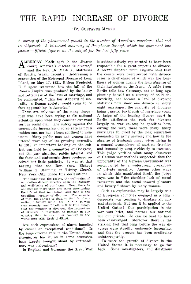 First page of The Rapid Increase of Divorce
