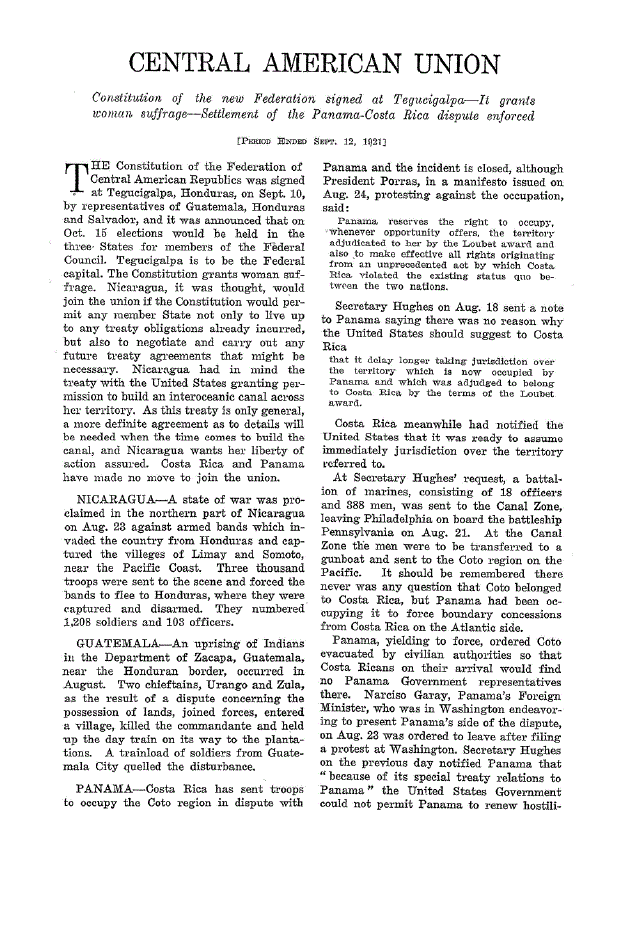 First page of Central American Union