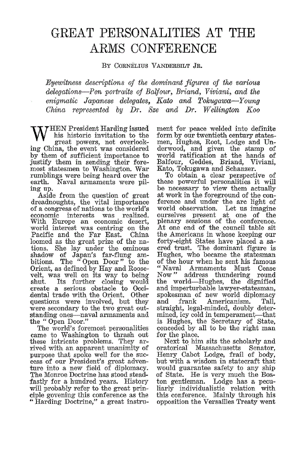 First page of Great Personalities at the Arms Conference