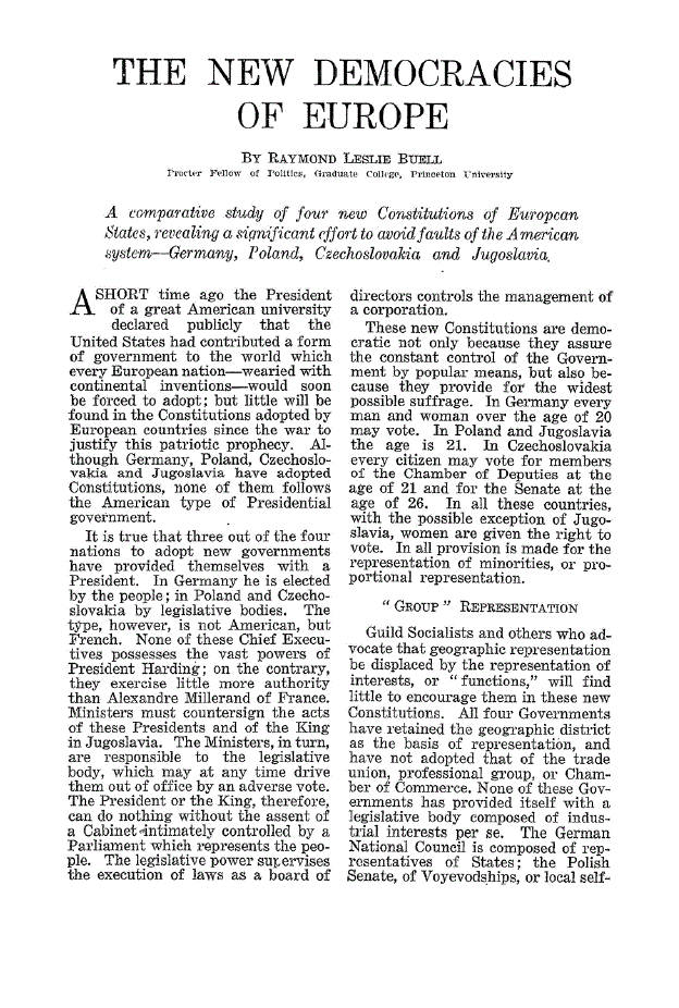 First page of The New Democracies of Europe