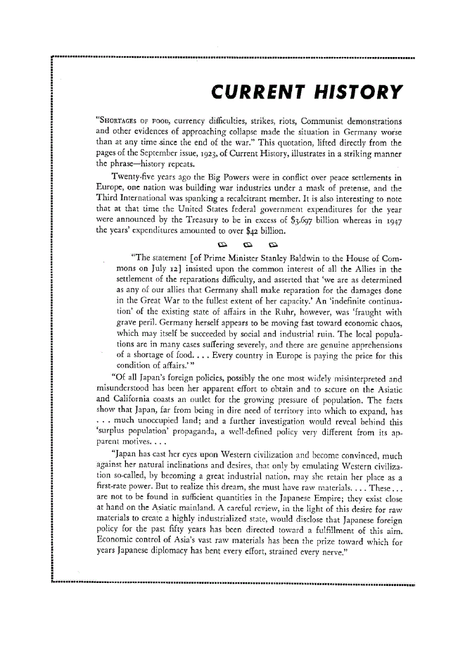 First page of Current History Repeats 1923-1948