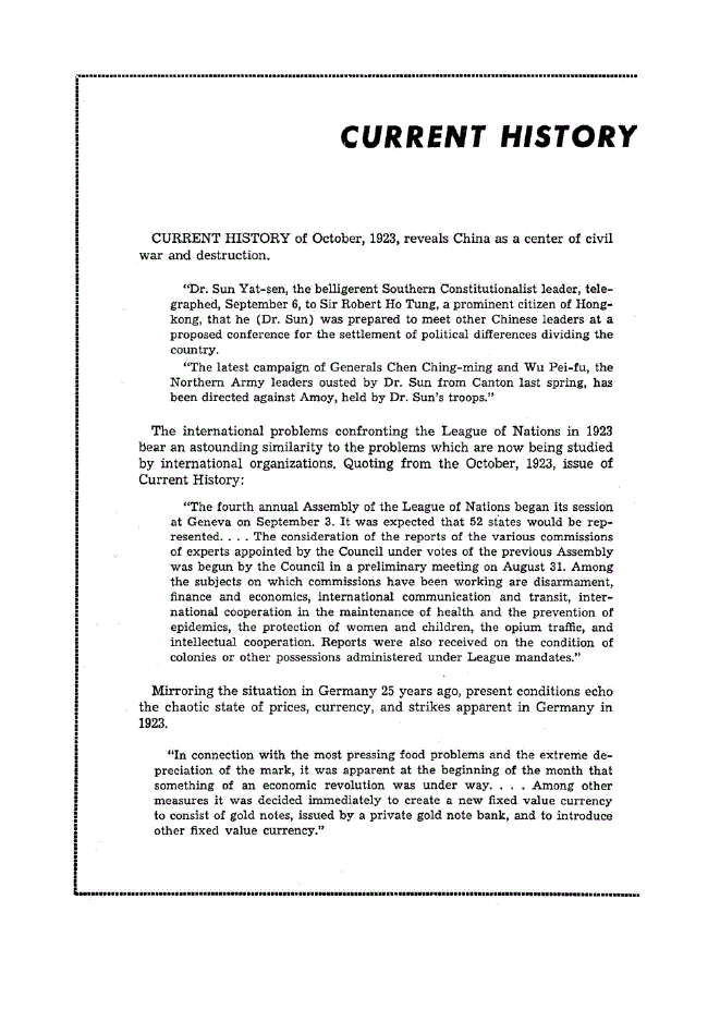 First page of Current History Repeats 1923-1948