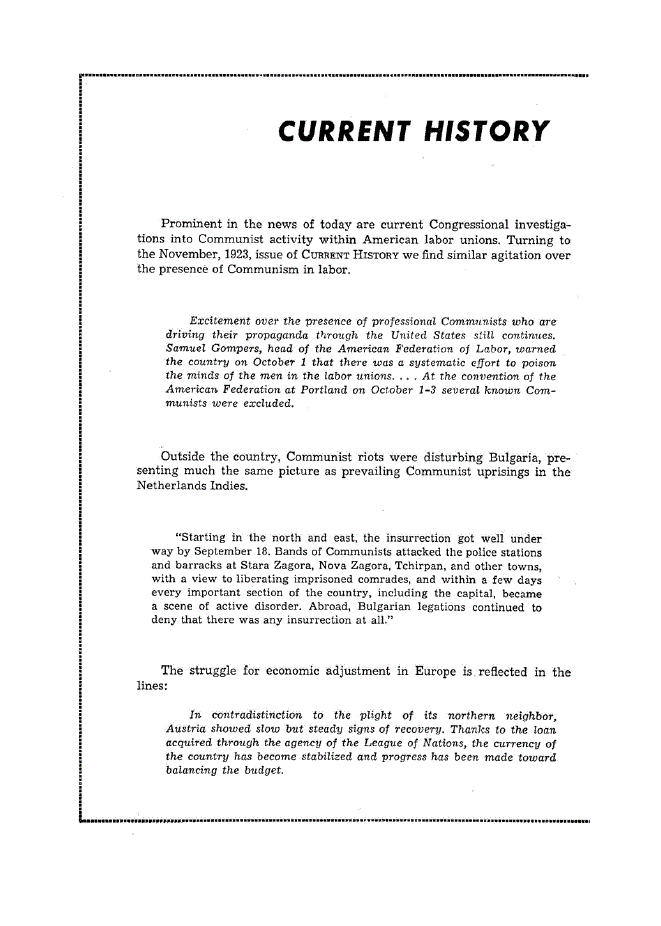 First page of Current History Repeats 1923-1948