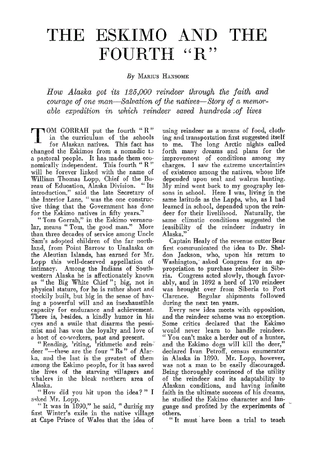 First page of The Eskimo and the Fourth “R”