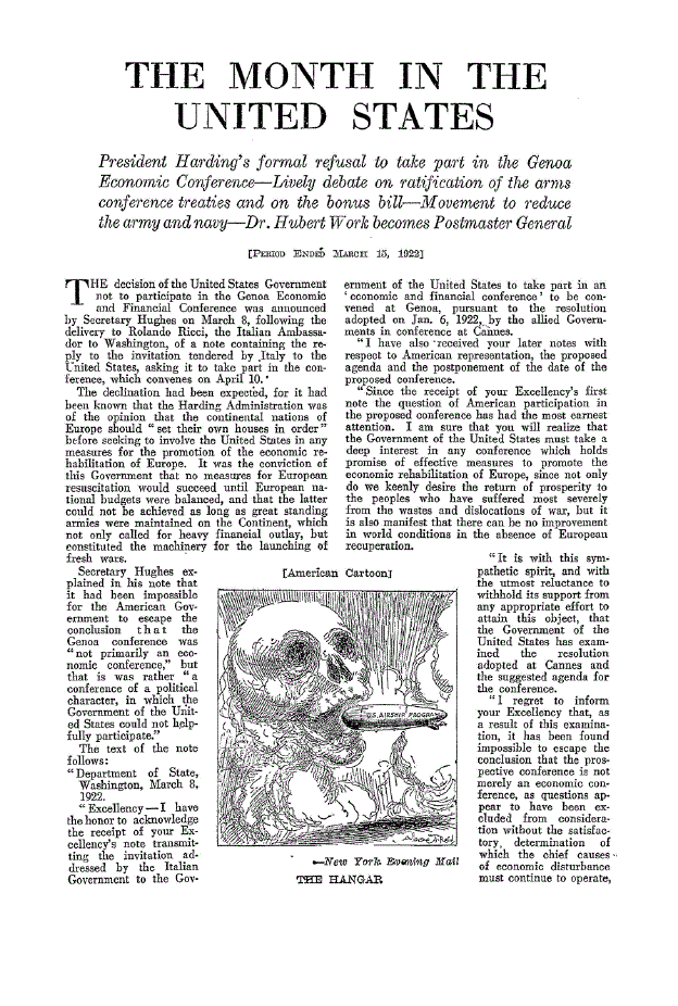 First page of The Month in the United States