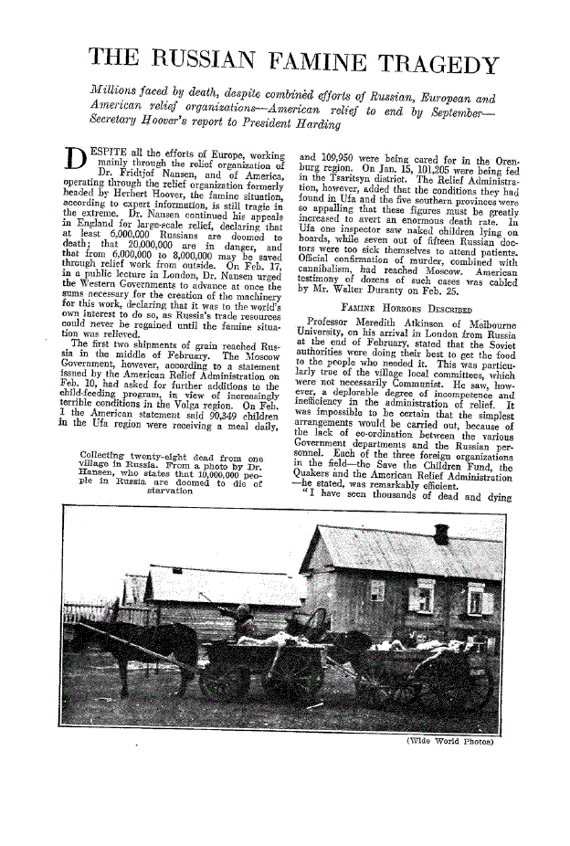 First page of The Russian Famine Tragedy