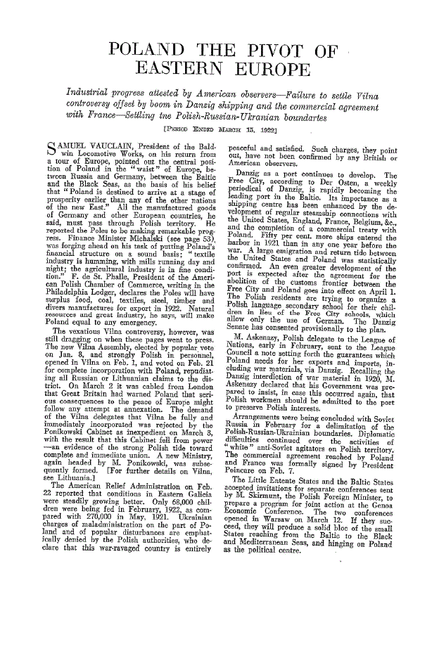 First page of Poland the Pivot of Eastern Europe