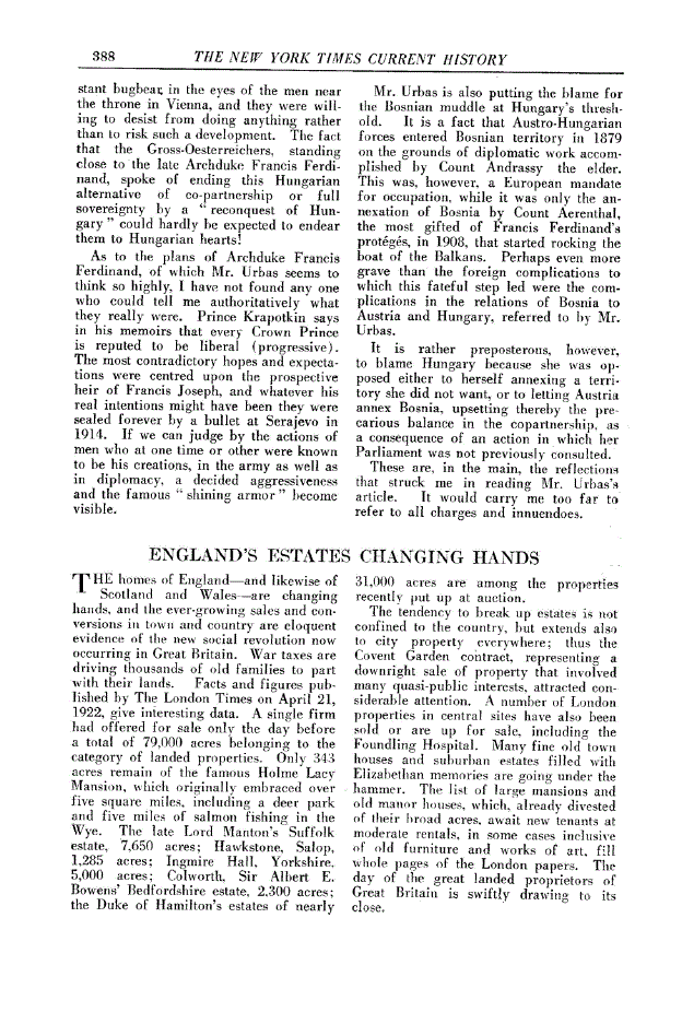First page of England’s Estates Changing Hands