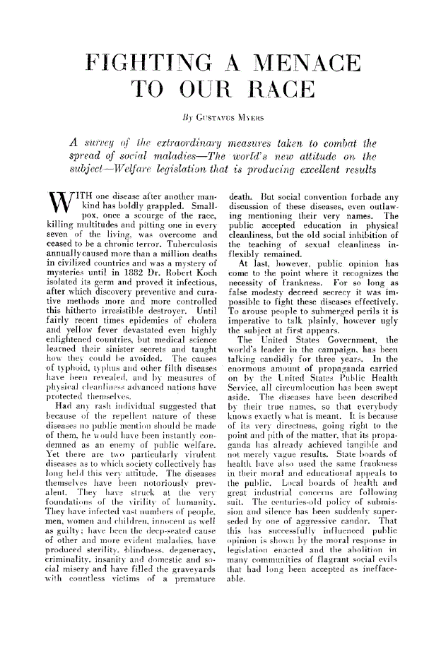 First page of Fighting a Menace to Our Race