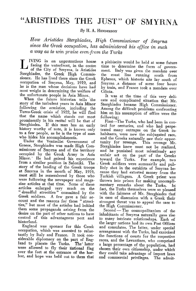 First page of “Aristides the Just” of Smyrna