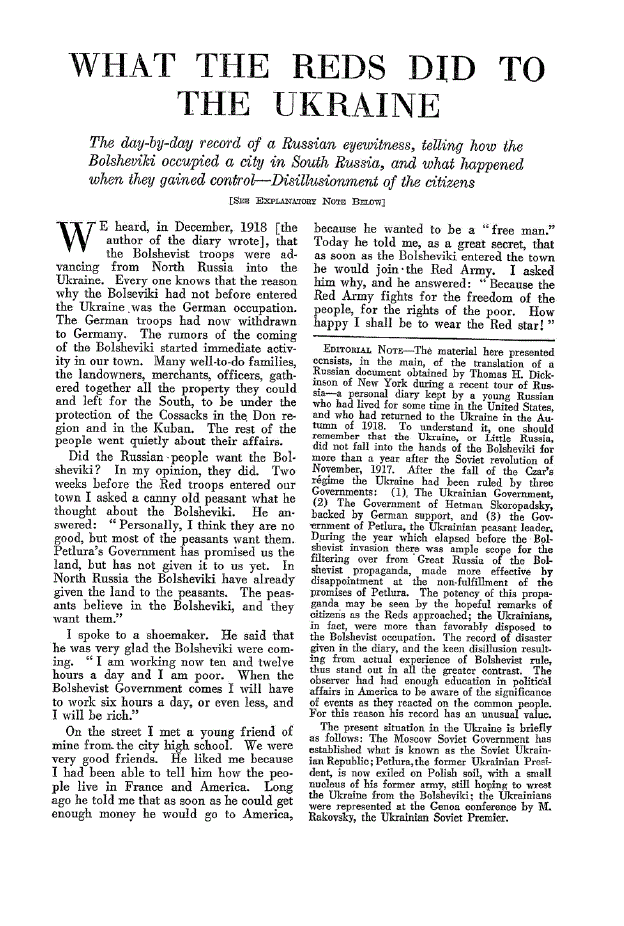 First page of What the Reds did to the Ukraine