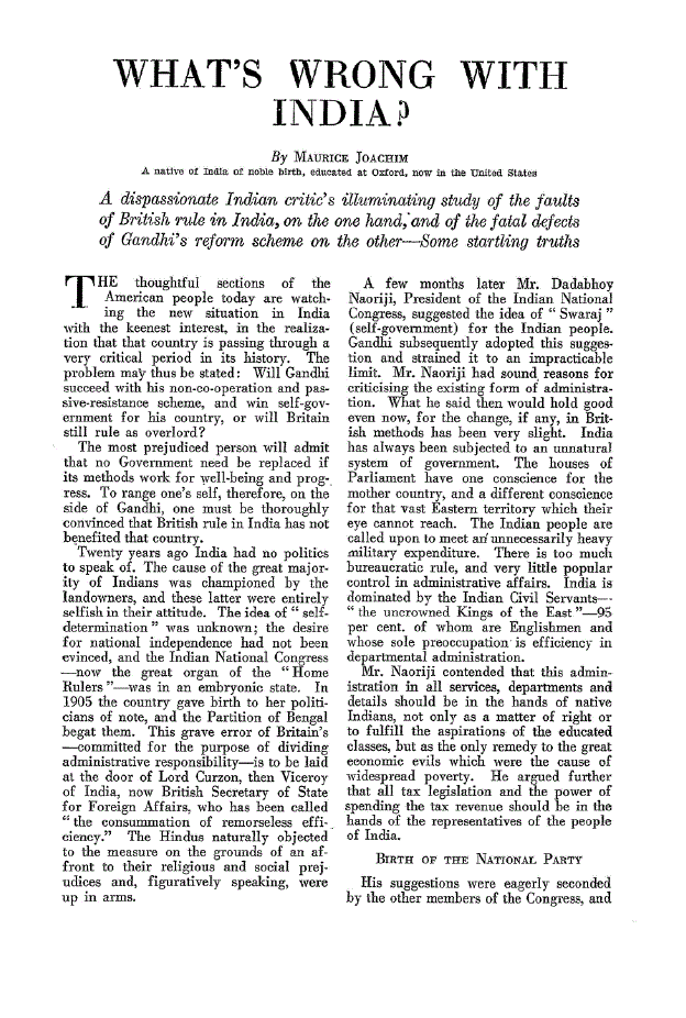 First page of What’s Wrong with India?