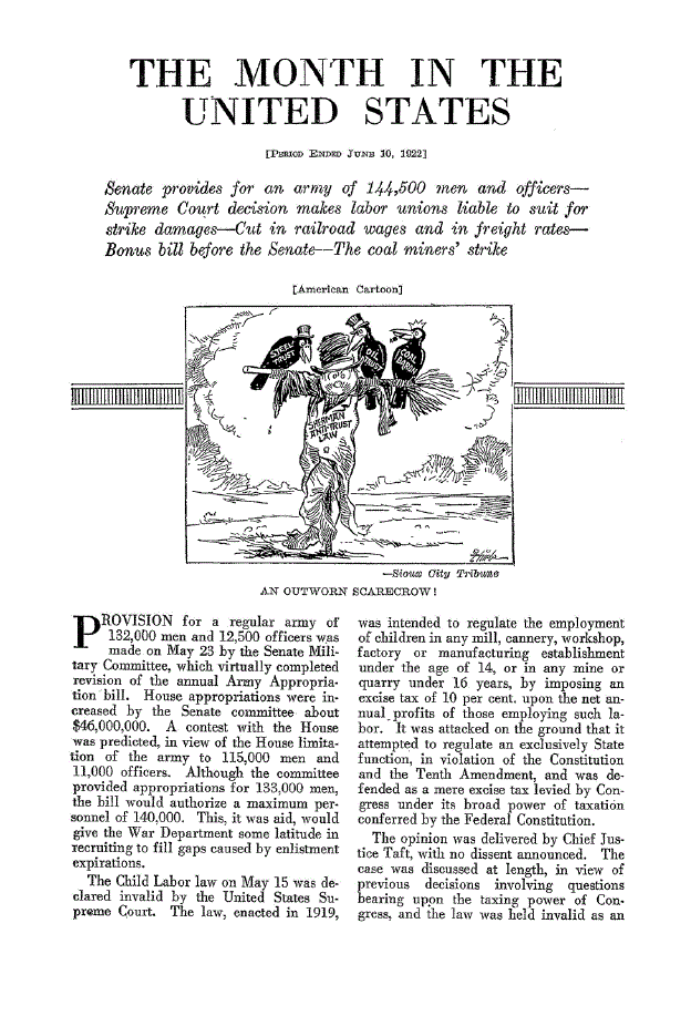 First page of The Month in the United States