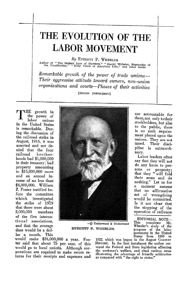 First page of The Evolution of the Labor Movement