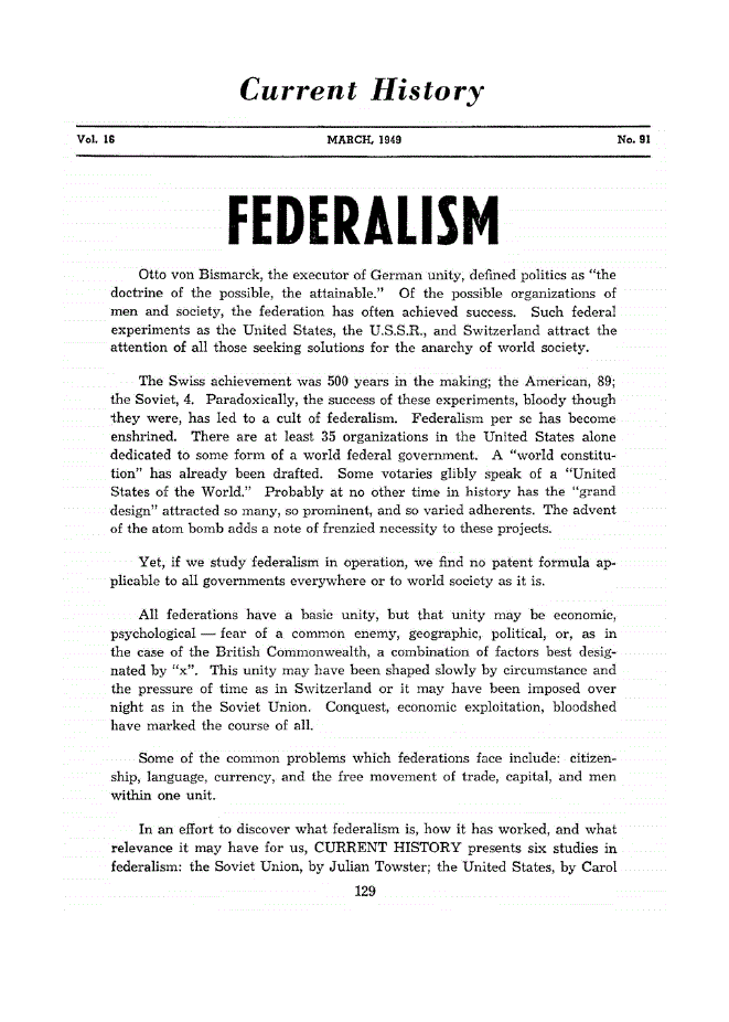 First page of Federalism