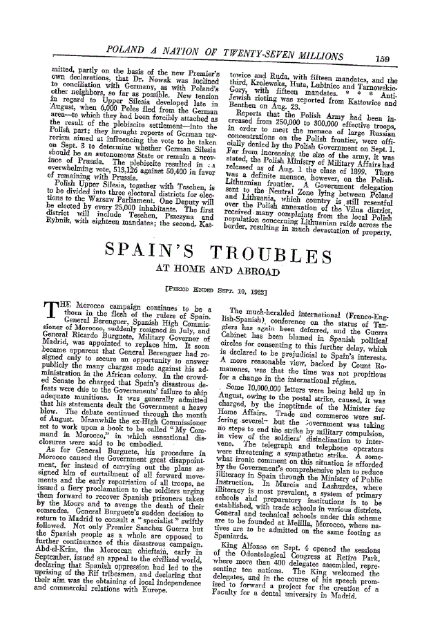 First page of Spain’s Troubles