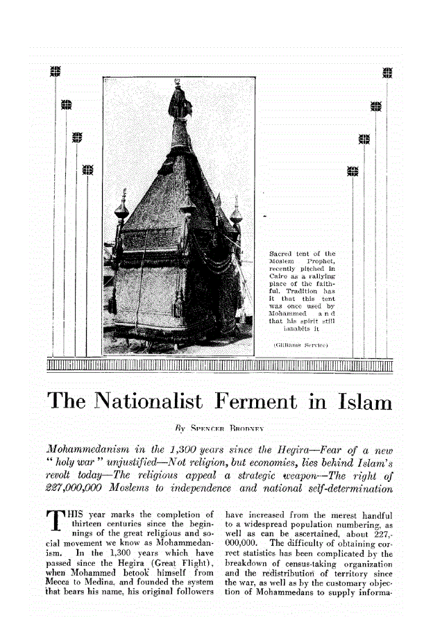 First page of The Nationalist Ferment in Islam
