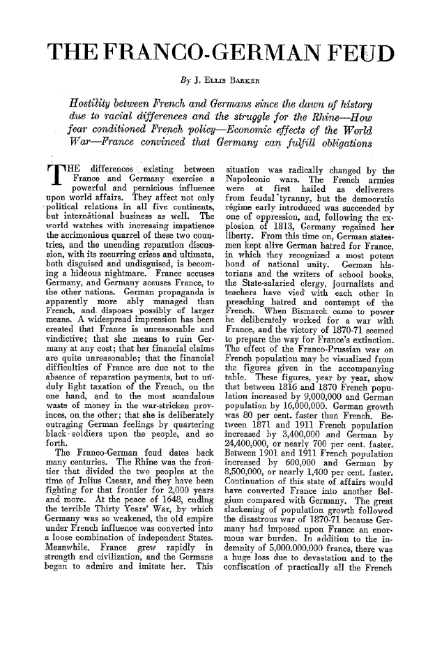 First page of The Franco-German Feud