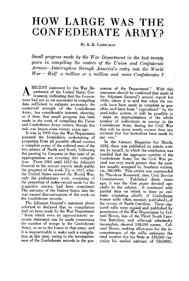 First page of How Large Was the Confederate Army?