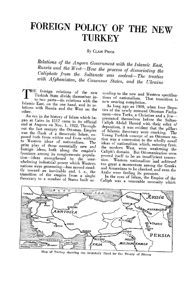 First page of Foreign Policy of the New Turkey