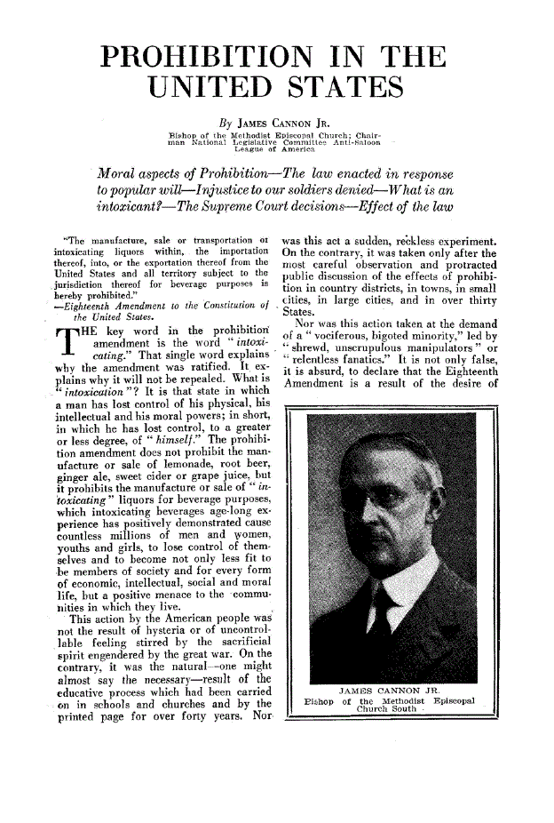 First page of Prohibition in the United States