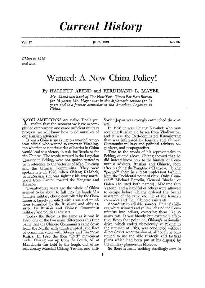 First page of Wanted<subtitle>A New China Policy!</subtitle>