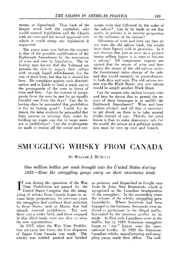 First page of Smuggling Whisky From Canada