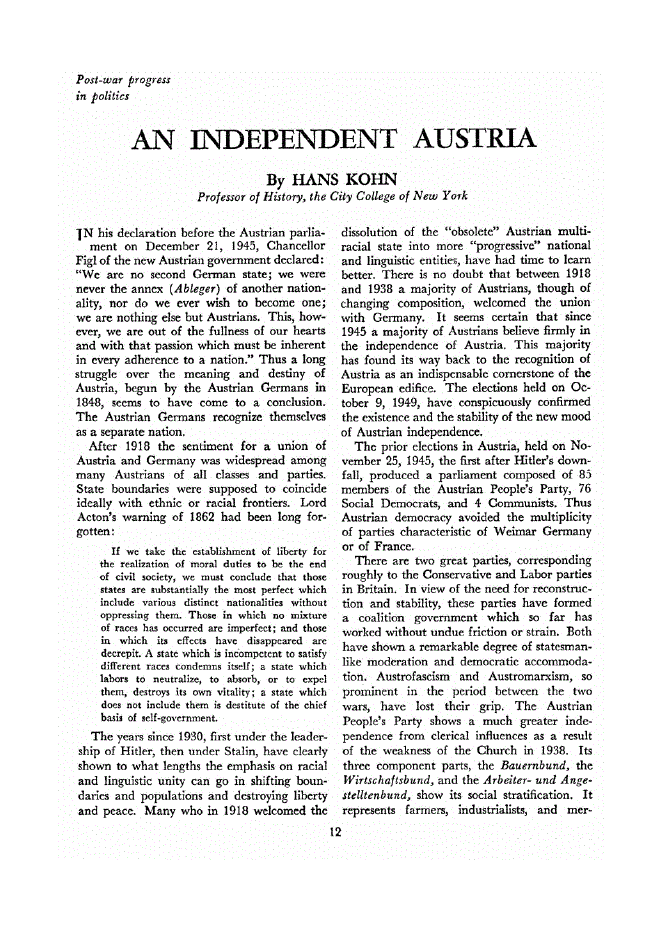 First page of An Independent Austria