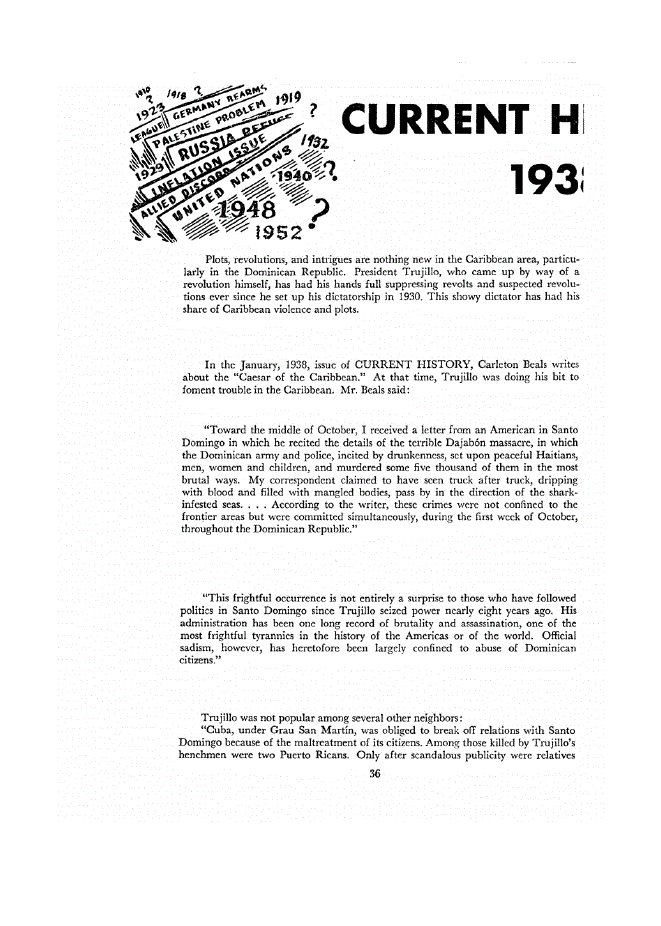 First page of Current History Repeats