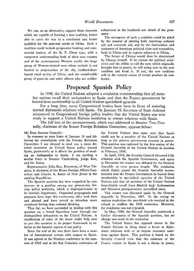 First page of Proposed Spanish Policy