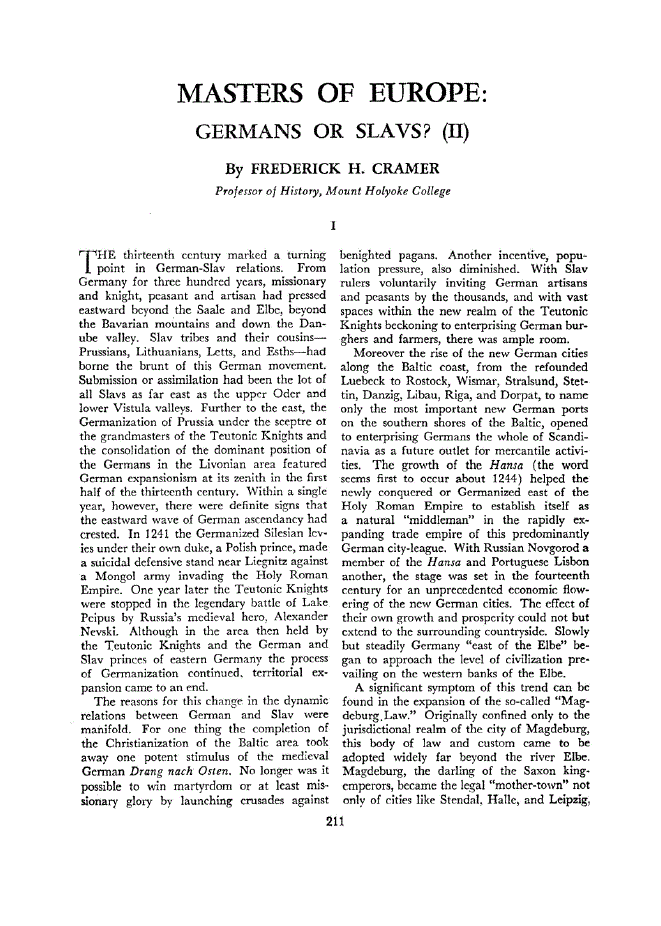 First page of Masters of Europe: Germans or Slavs? (II)