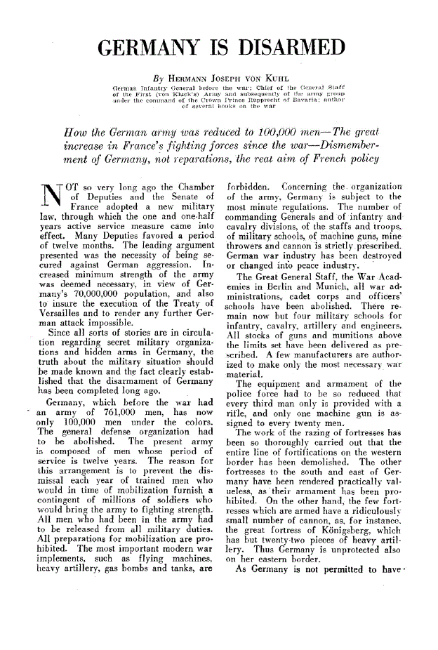 First page of Germany is Disarmed