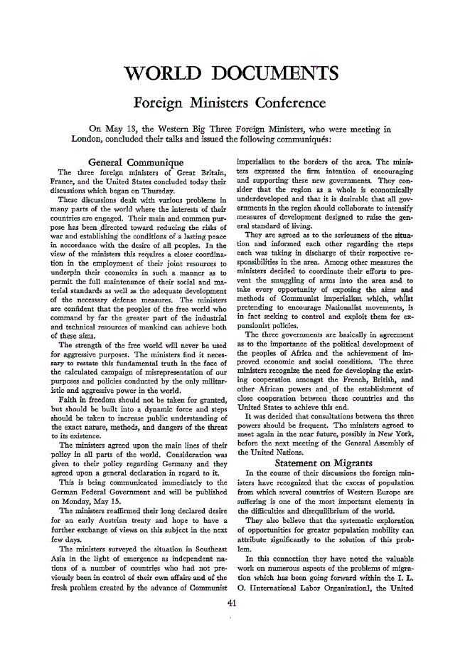 First page of Foreign Ministers Conference