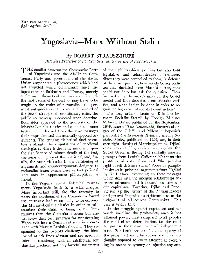 First page of Yugoslavia–Marx Without Stalin
