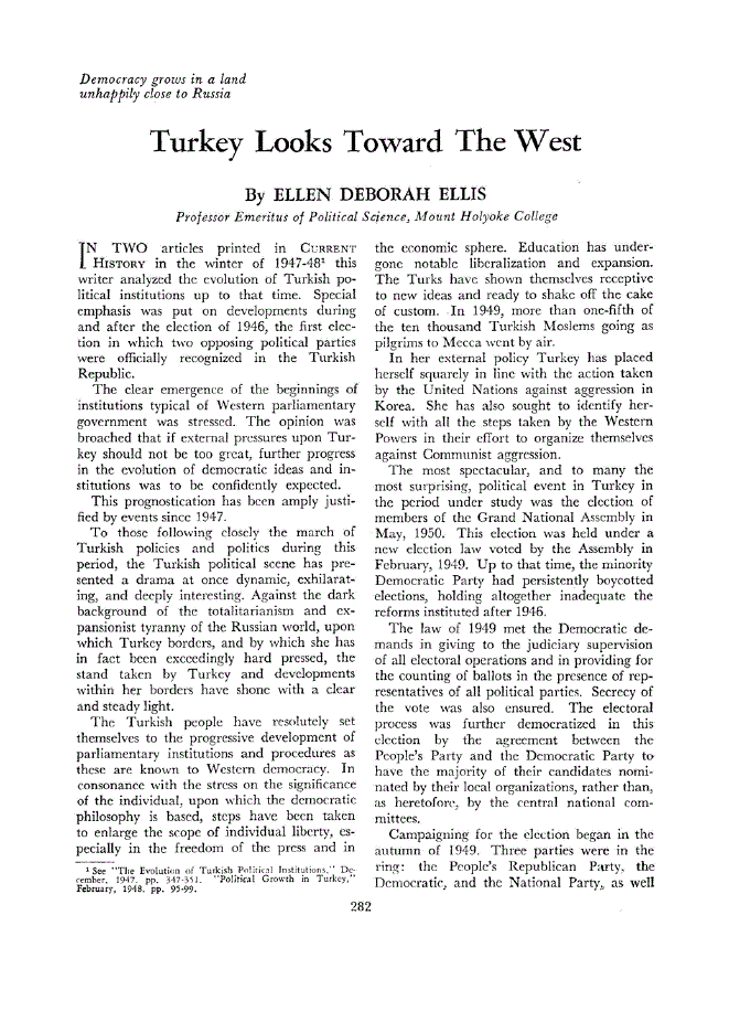 First page of Turkey Looks Toward the West