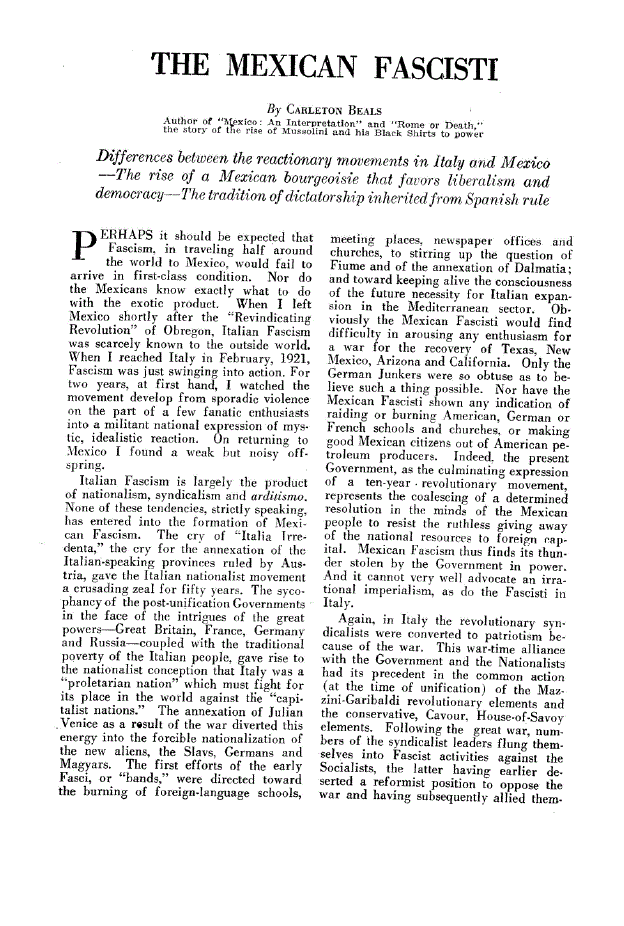 First page of The Mexican Fascisti
