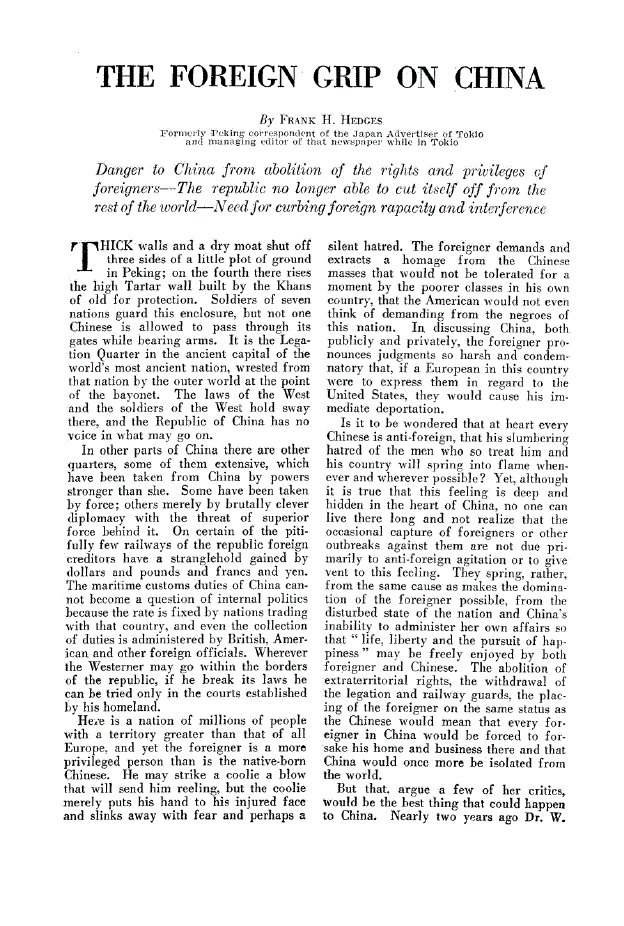 First page of The Foreign Grip on China