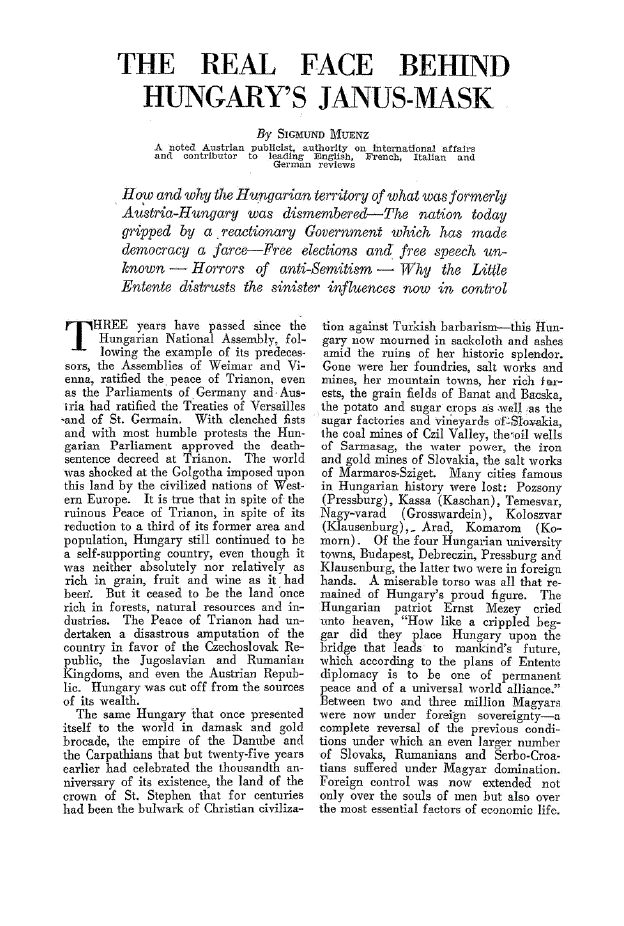 First page of The Real Face Behind Hungary’s Janus-Mask