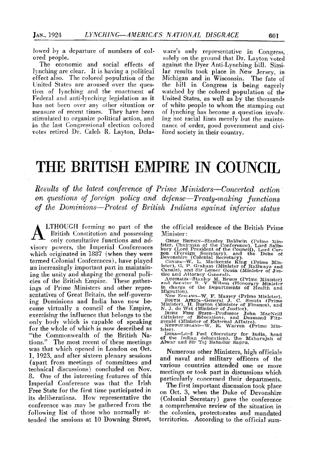 First page of The British Empire in Council
