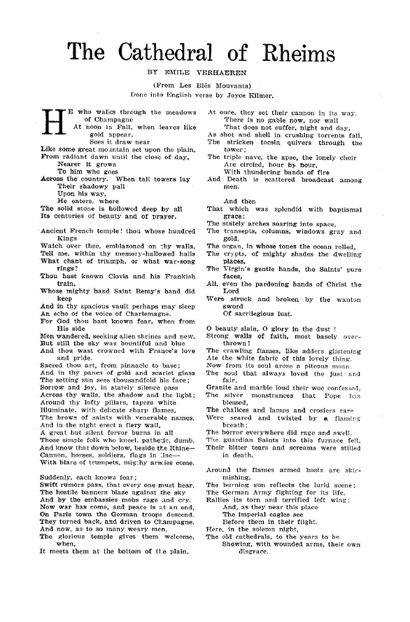 First page of The Cathedral of Rheims