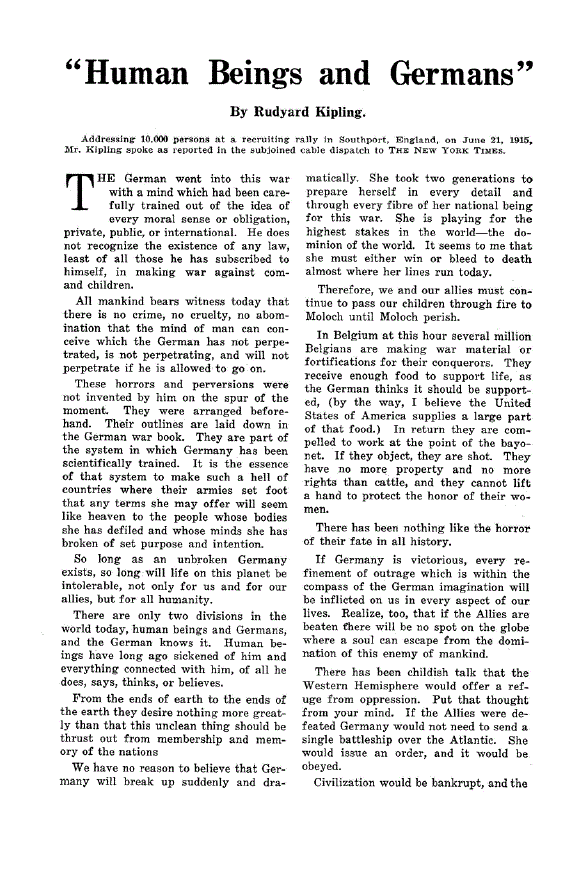 First page of “Human Beings and Germans”