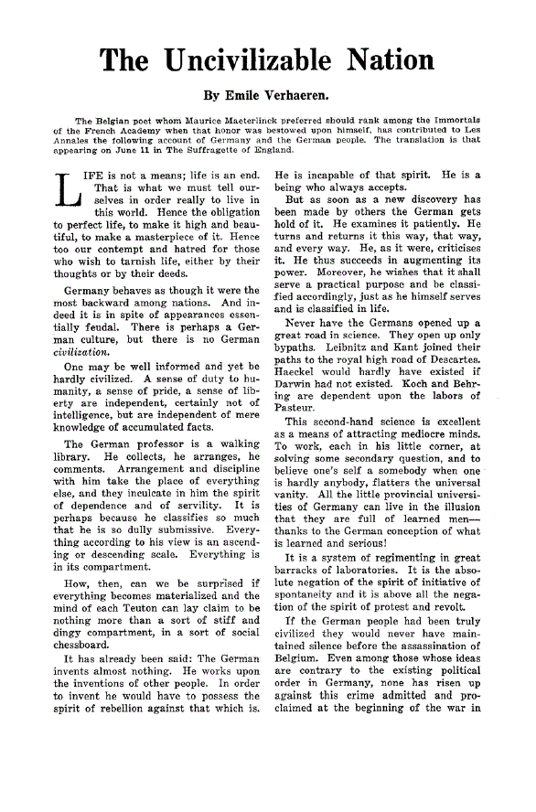 First page of The Uncivilizable Nation